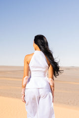 RUFFLE HIGH NECK LINEN VEST