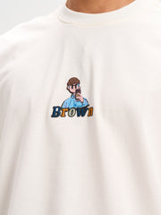 Brown Printed Round T-shirt