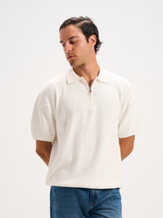 Basic Polo Quarter Zipper Knitwear
