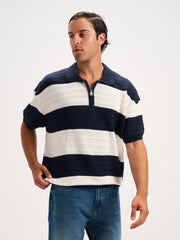 Polo Striped Quarter Zipper Knitwear