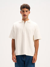 Basic Textured Polo Quarter Zipper T-shirt