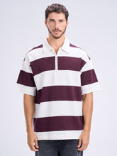 Stripped Quarter Zipper Polo