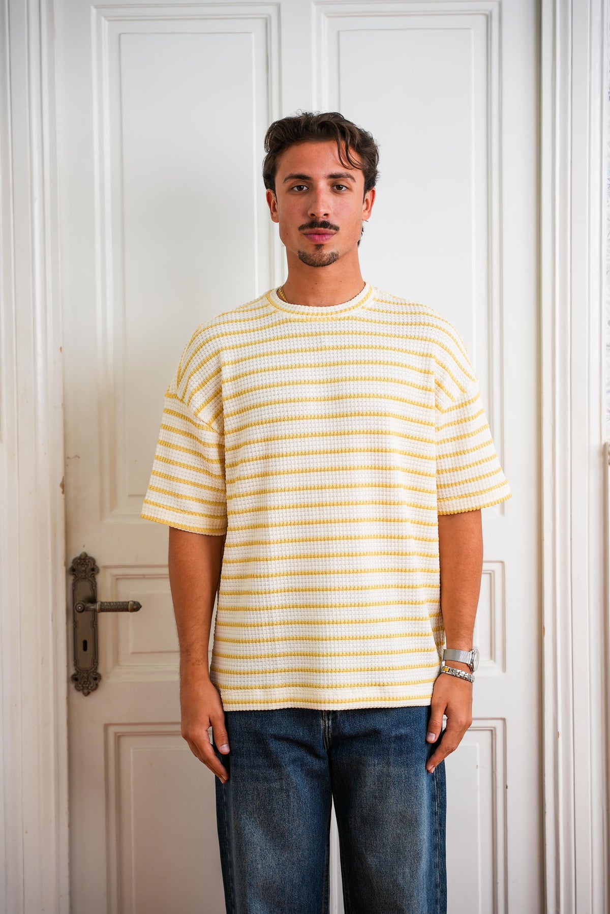 Stripped Cotton Knit T-Shirt