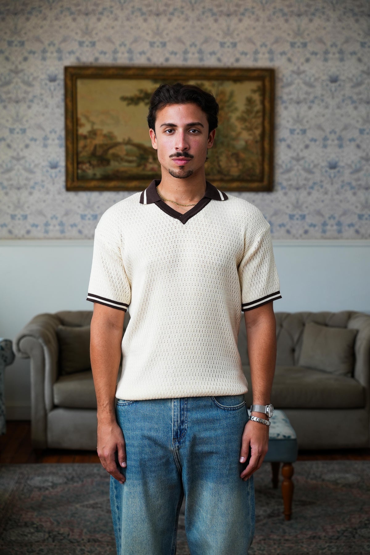 Textured Knitted Polo
