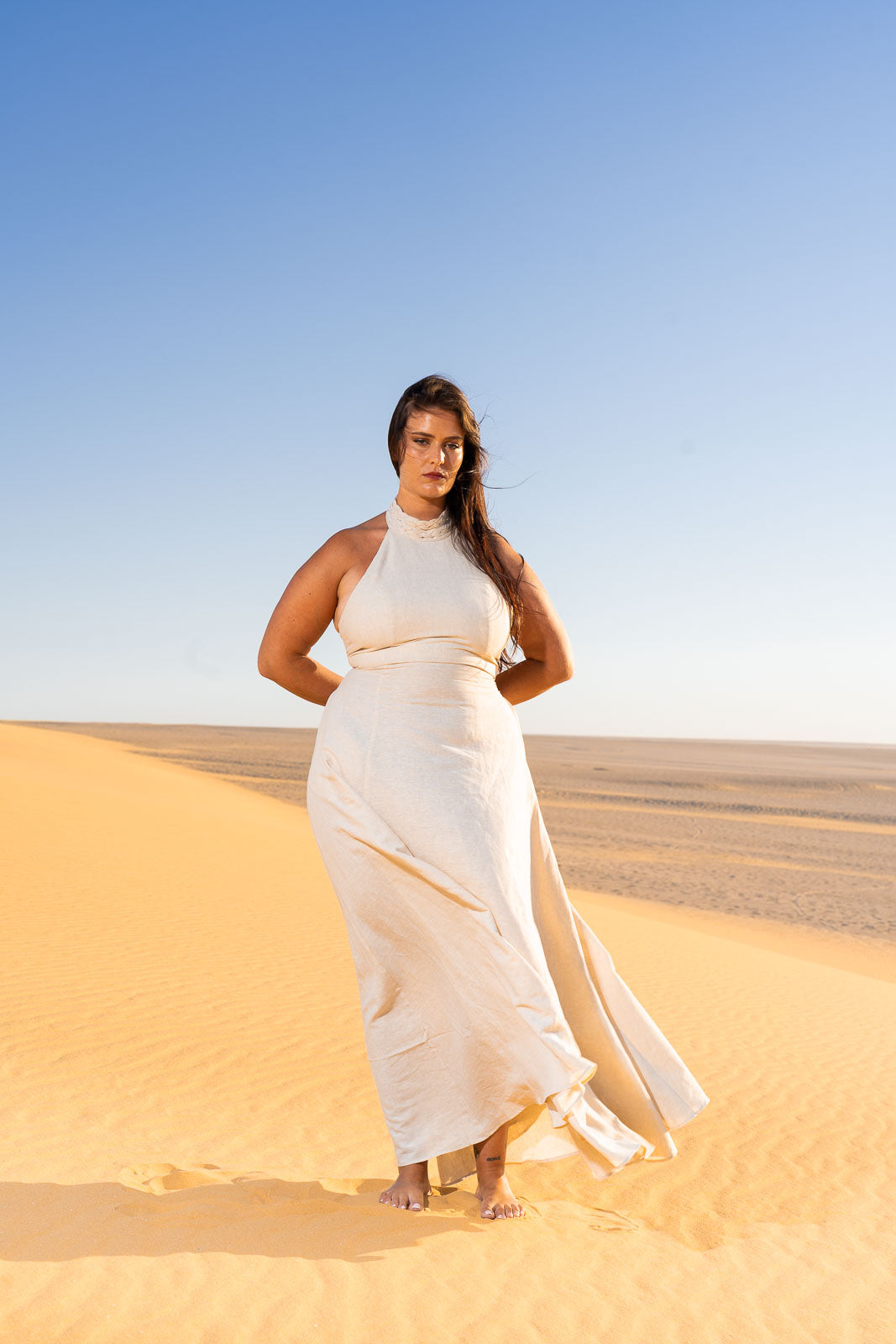 BRAID LINEN DRESS