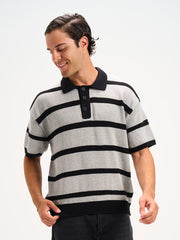 Textured Polo Buttoned Knitwear