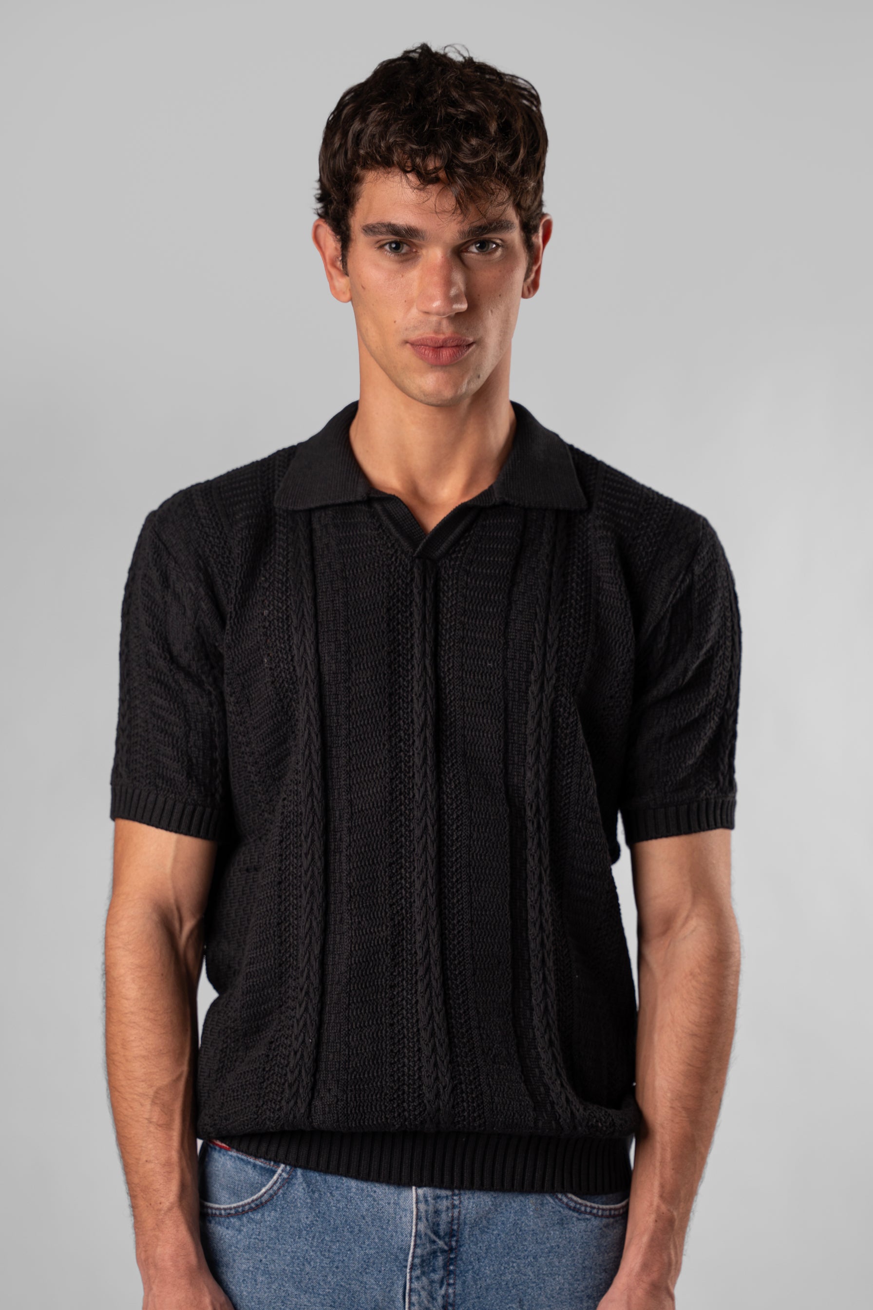 Short-Sleeved Knitted Polo