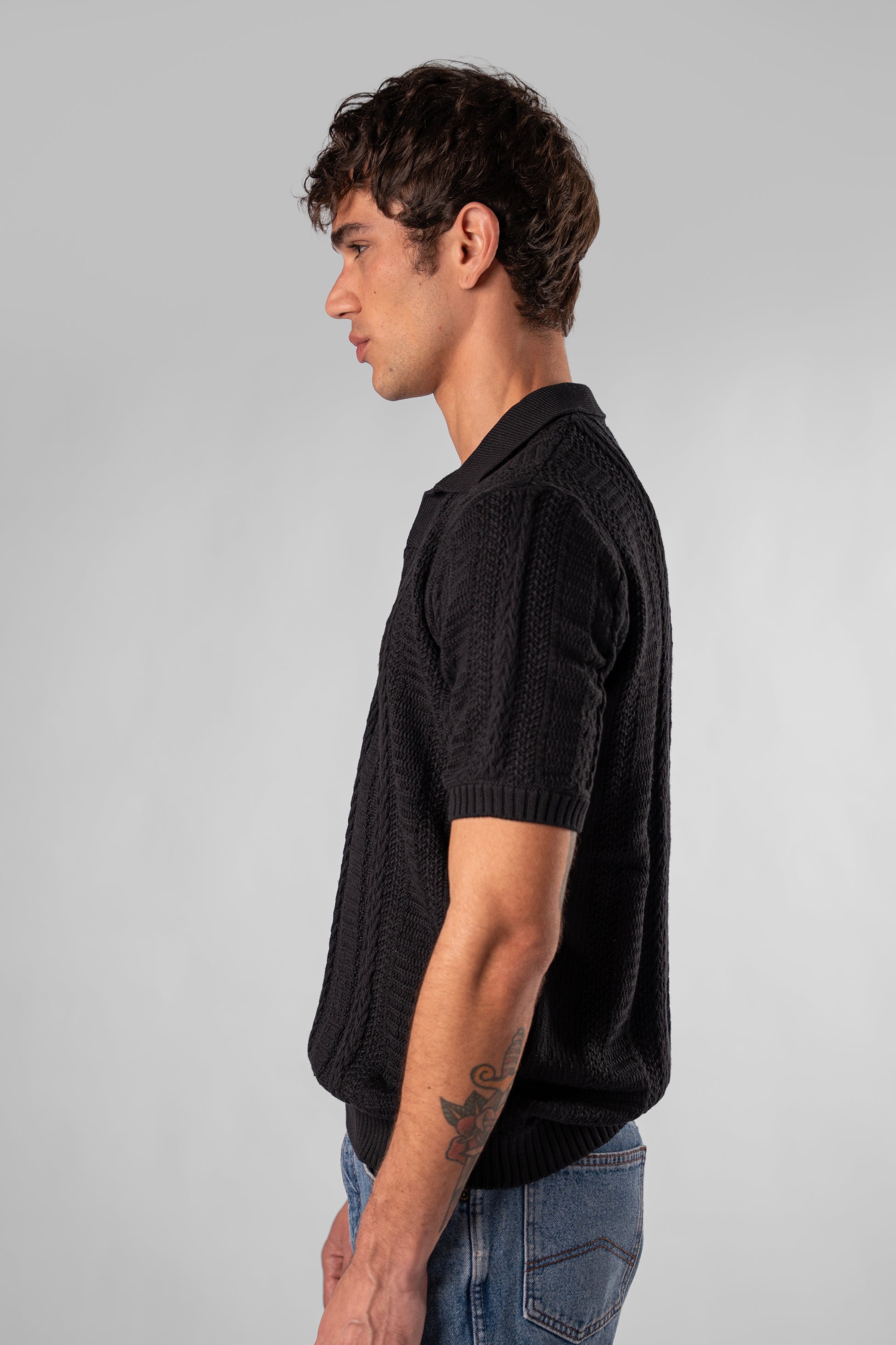 Short-Sleeved Knitted Polo