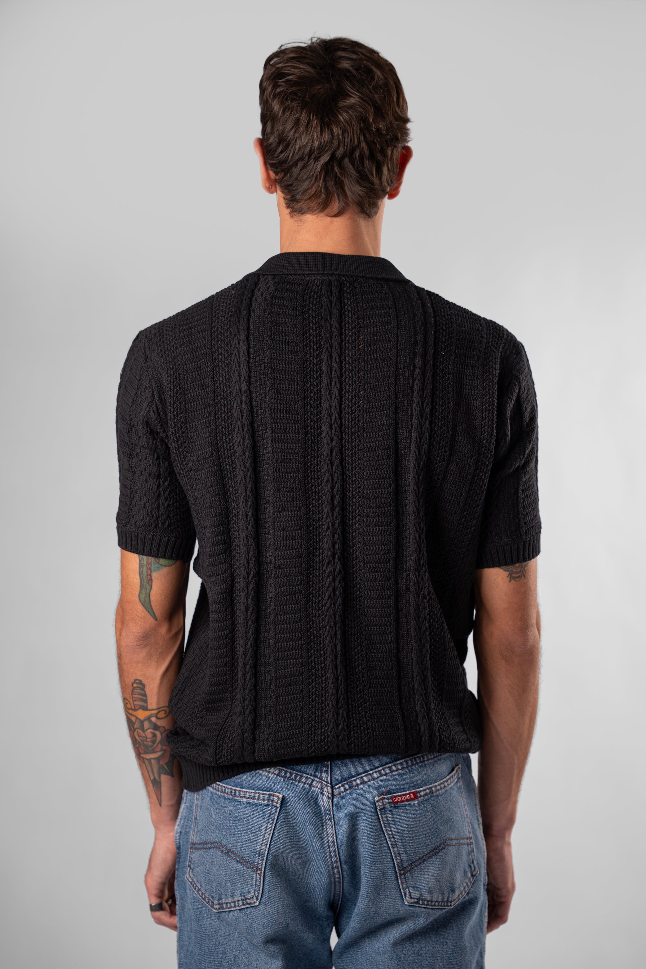 Short-Sleeved Knitted Polo