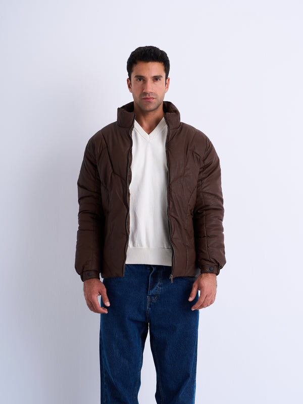 Puffer Leather Jacket