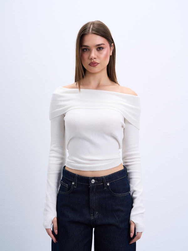 Off-Shoulder Knit Top