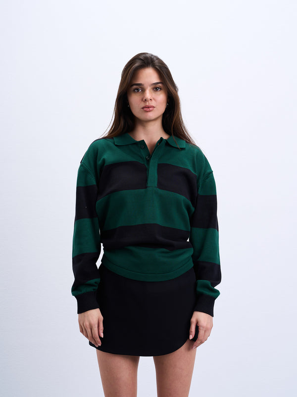 Stripped Knitted Polo