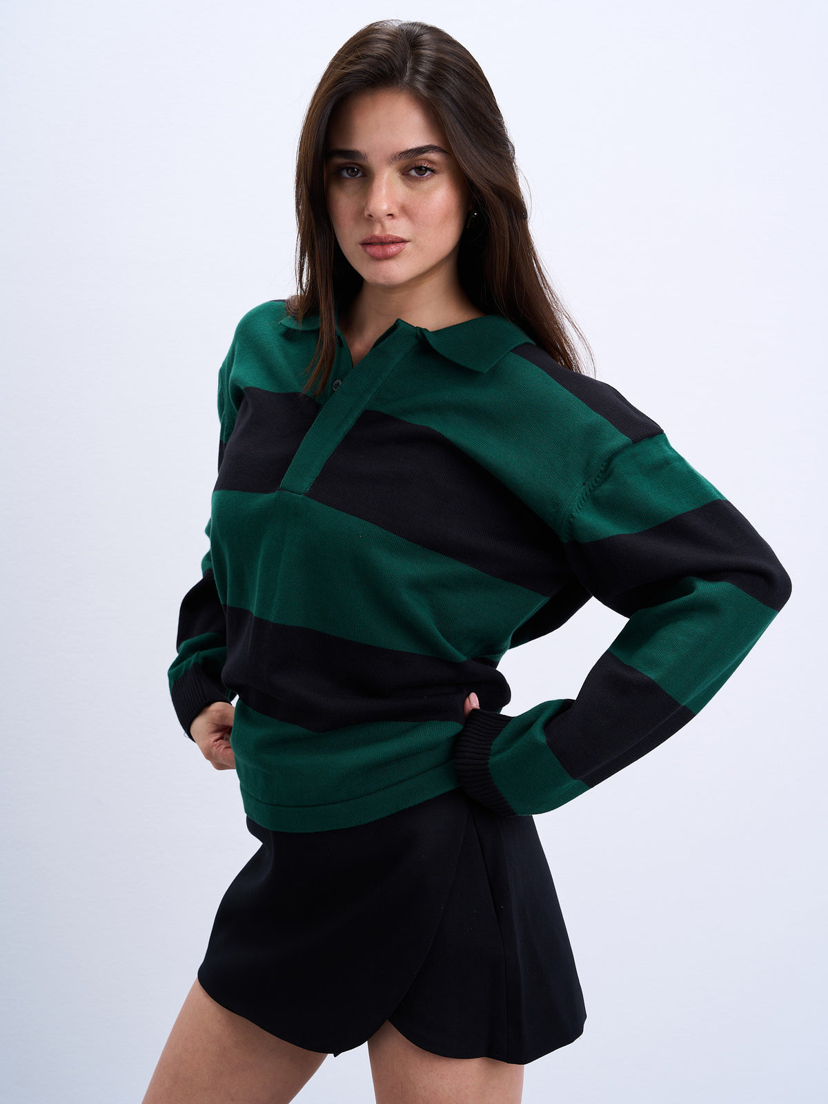 Stripped Knitted Polo