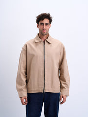 Beige Zipper Overshirt