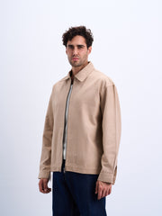 Beige Zipper Overshirt