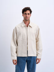Stripped Zipper Overshirt