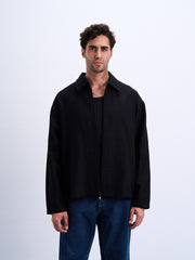 Textured Zipper Overshirt