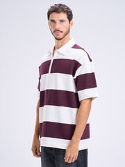 Stripped Quarter Zipper Polo
