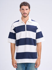 Stripped Quarter Zipper Polo