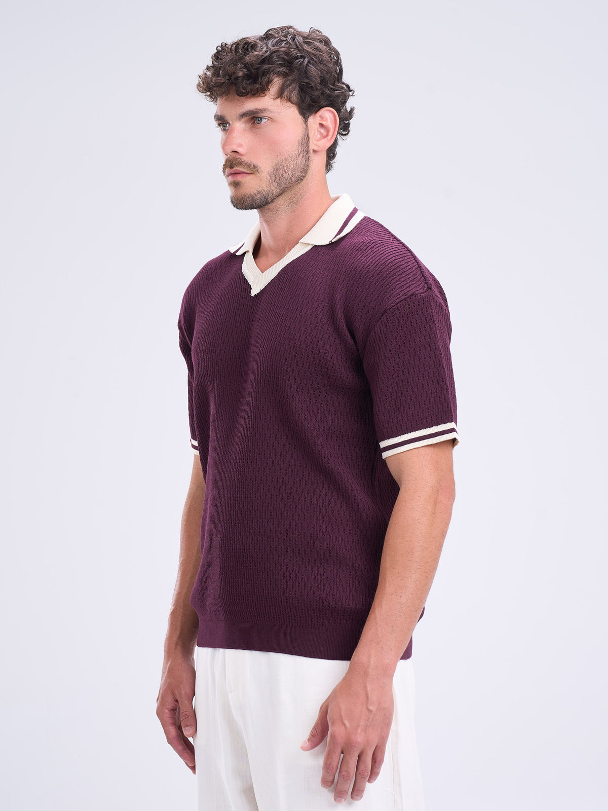 Textured Knitted Polo