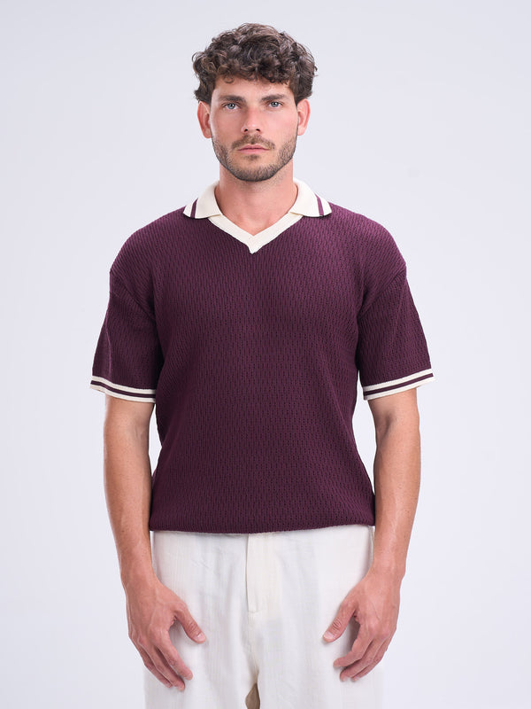 Textured Knitted Polo