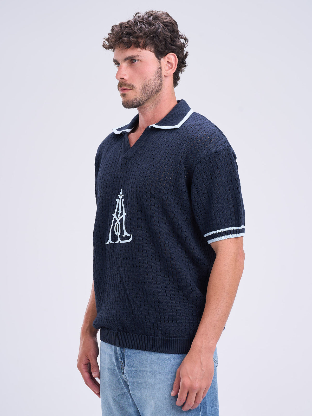 Mesh Polo Knitted T-Shirt
